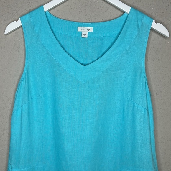 J.Jill Love Linen 100% Linen V-Neck Shift Dress Ocean Blue Size XS - Picture 3 of 12